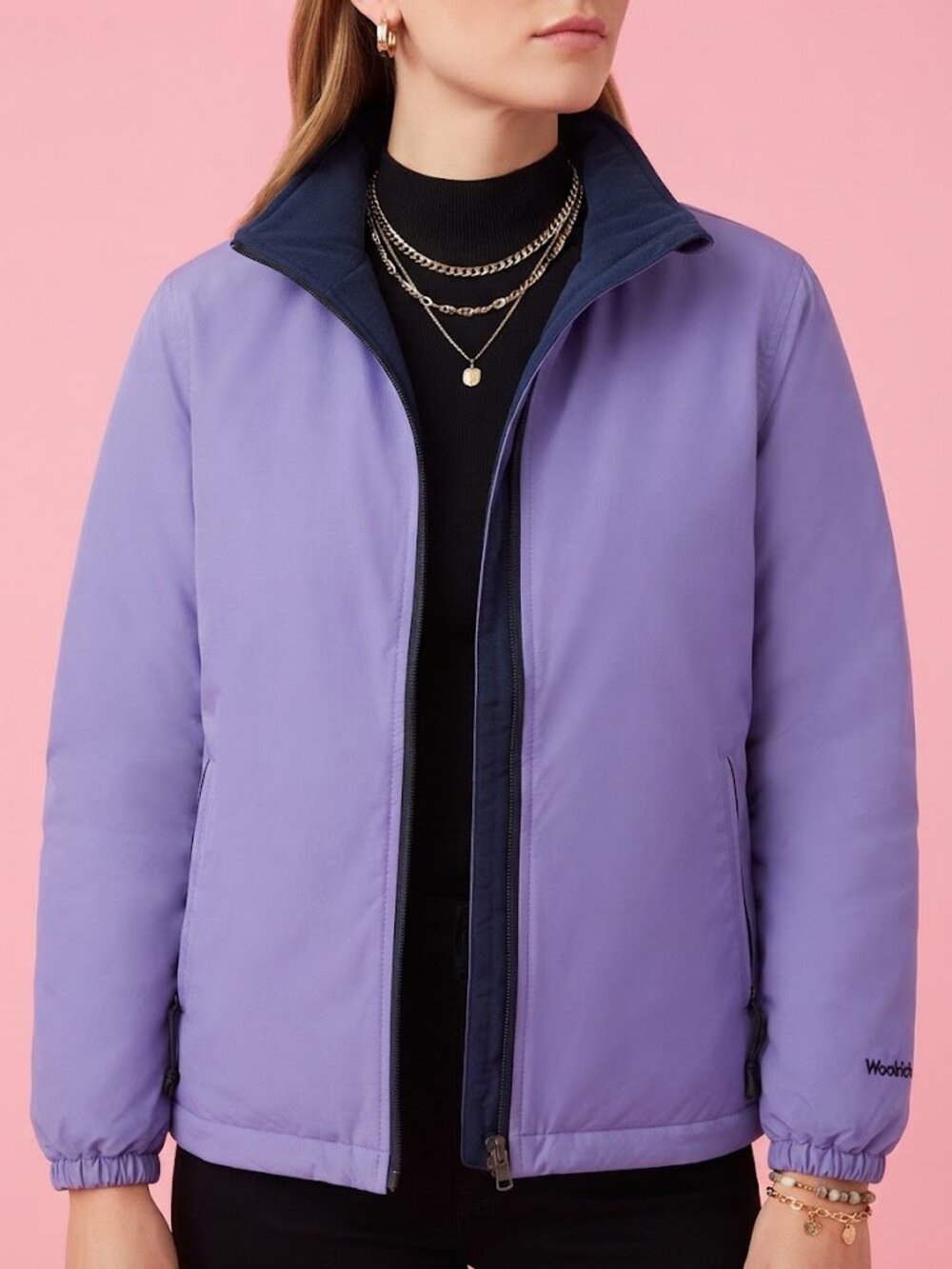 Woolrich Lavender Purple Fleece Bomber Jacket